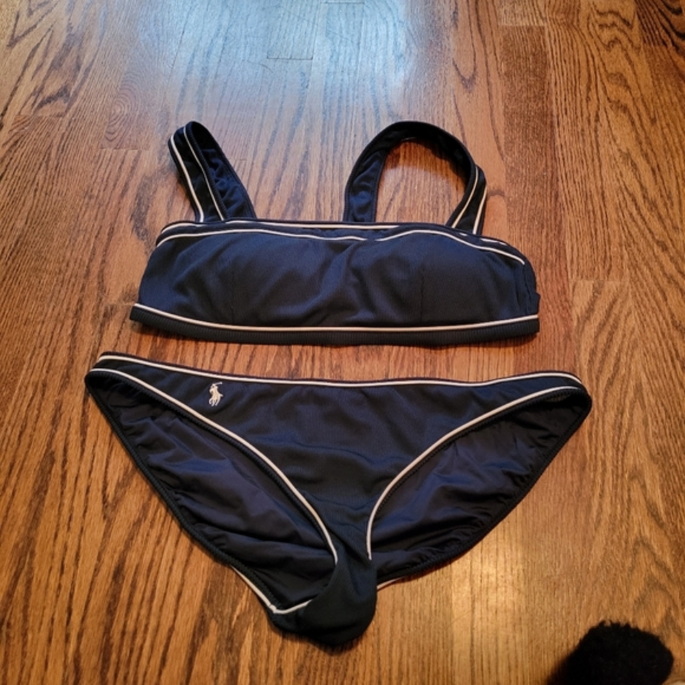 Polo Bikini W L top XL Bottom Navy White